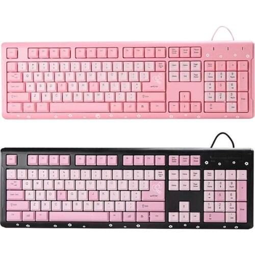 Dropshipping 104 Keys Cartoon Adjustable Wear-resistant USB Wired Keyboard Computer Accessory Wired Keyboard