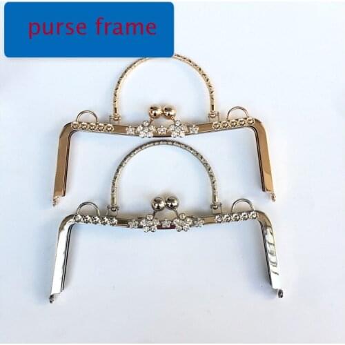 DIY women hand bag making metal clasp purse frame floral shinning kiss buckle with handle no need
