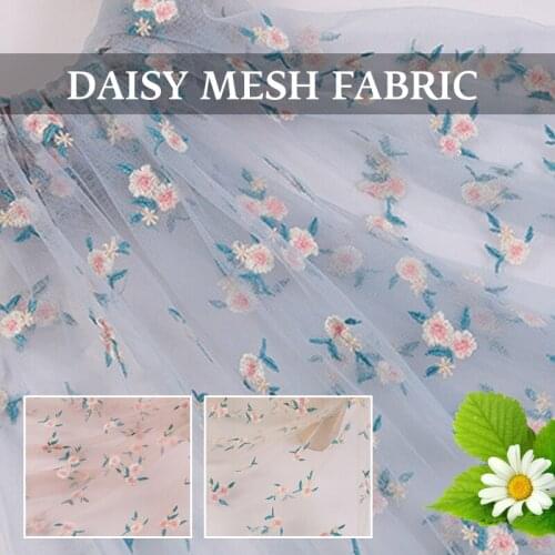 100x130cm Vintage Court Style Small Floral Embroidered Mesh Lace Fabric Diy Dress Skirt Clothing Bridal Gowns Decoration Fabric