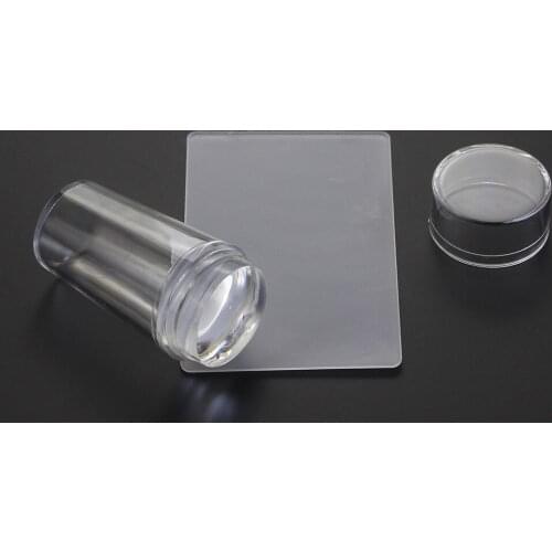 Nail Art Templates Clear Jelly Silicone Stamper Enail Stamping Plate Scraper With Cap Transparent Nail Stamper