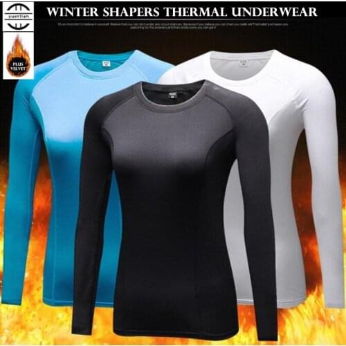 100p Women&Girl Shapers Sport Tight Fitness Long Sleeves Shirts,Quick-dry Elastic Winter YOGA Plus Velvet Thermal Underwear Tops