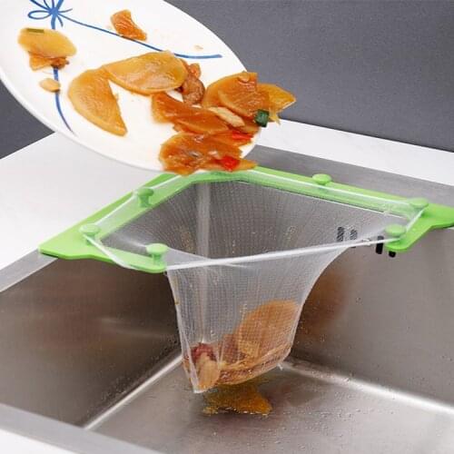 Triangle Anti-clogging Sink Drain Hole Trash Drainage Rack Disposable Mesh Garbage Bag Strainer For Kitchen Waste Tools, 1 set