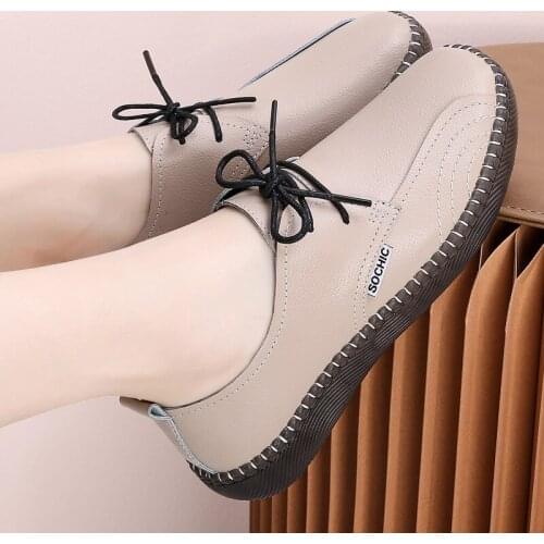 Genuine Leather Oxford Women Flats Womens Shoes Flats Fashion Loafers Women Casual Ladies Flats Shoes Soft Sneakers Moccasins