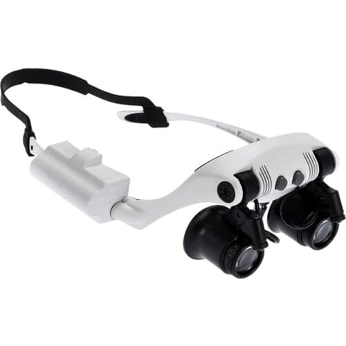Magnifying Glass 10x 15x 20x 25x LED Illumination Double Eye Jewelry Clock Repair Loupe Glasses Magnifier ewelry Clock Repairing