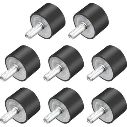 Uxcell 8PCS Rubber Cylindrical Vibration Isolators Mounts Shock Absorber with Studs for Fitness Equipment Air Conditioning