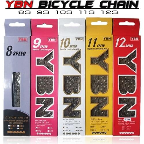 YBN Bike Chains MTB Mountain Road Bike Chians 11 Speed Hollow Bicycle Chain 116 Links Silver S11S for m7000 XT
