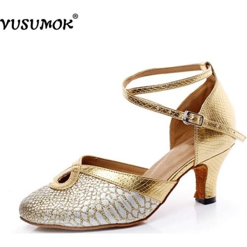 VUSUMOK Latin dance shoes woman Ulticolored sequins Jazz Modern dancing shoes for women Indoor Sexy Strap Buckle 2017 New