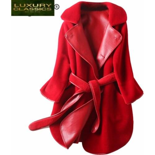 Fur Coat Female Real Winter 100% Sheep Shearing Jacket Women Clothes 2021 Vintage Wool Jackets Belt Korean Fur Top LL0029