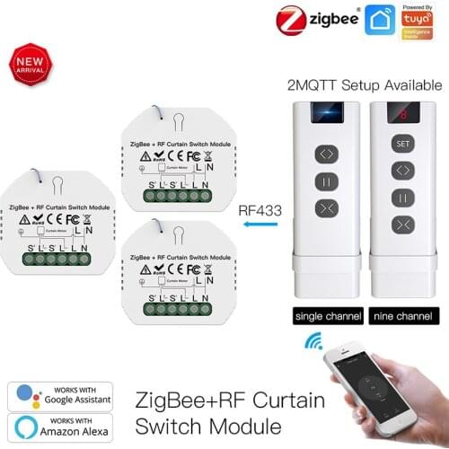 ZigBee DIY RF433 Smart Curtain Switch Module for Motorized Roller Blinds Motor 2MQTT Tuya Smart APP Work With Alexa Google Home