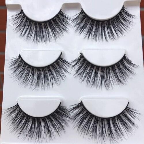 02 new 3 pairs Soft Cotton Thread False Eyelashe Cross Natural Long Messy Winged Fake Eyelashes Daily Makeup Eye Lashes
