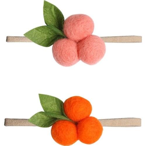 Boutique 10pcs Fashion Cute Felt Cherry Nylon Headbands Solid Pom Pom Super Soft Hairbands Princess Photography Hair Accessories