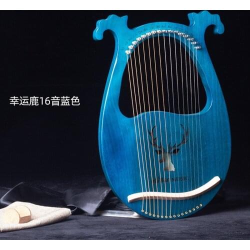 16 Strings Wooden Mahogany Lyre Harp Musical Instrument 16 Strings Stringed Instrument Lyre Harp with Tuning Tool for Beginner