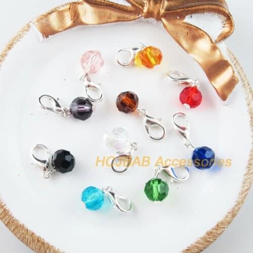 20 New Ball With Clasps Charms Silver Plated Crystal Beads Mixed
