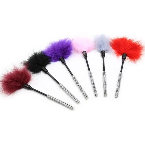 27CM Tickler Flirt Feather Whip with Rhinestone Adult Bondage Sex Toys Fetish BDSM Nipple Stimulation Products for Couples