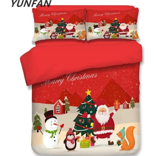 Decor 3D Snowman Bedding Sets Winter red Christmas tree Duvet Cover pillowcase for Adult Kids 3pcs queen king Bedclothes Bedroom