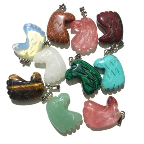 5pcs Natural Stone Pendant Eagle Shape Agated Pendant for Jewelry Making Necklace Accessories Gift for Women Size 16x22mm
