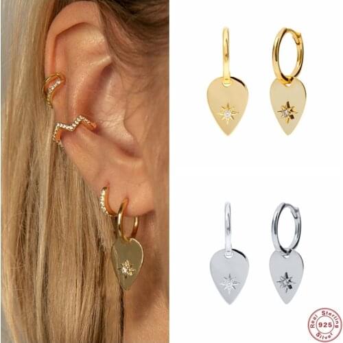 Aide 925 Sterling Silver Waterdrop Plate Pendant Drop Earrings Zircon Crystal Small Circle Earring Jewelry Gifts For Girls Women