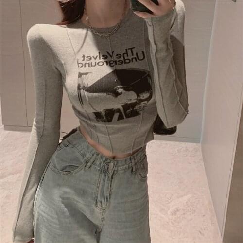 Pattern Basic Long Sleeve Womens T-Shirt 2021 Fashion Skinny Turtleneck Female T-Shirt Autumn Fashion Streetwear for Girls