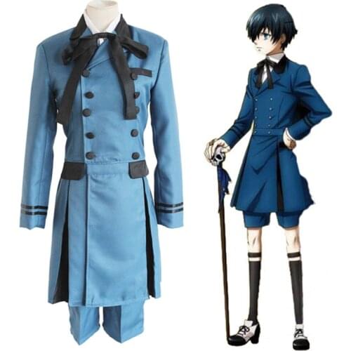Anime Black Butler Cosplay Costumes Ciel Phantomhive Cosplay Costume Detective Uniform Halloween Party Kuroshitsuji Costume Wig