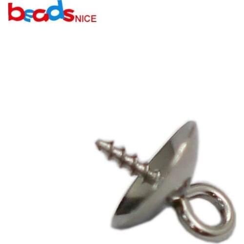 Beadsnice ID34491smt2 Stainless Steel Screw Eye Pin Bail Peg 1x8x10mm for Half-drilled Beads Diy Jewelry Supplies