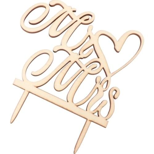Cake Topper " & Mrs "Wood Wedding Cake Decorations (Wood colour)