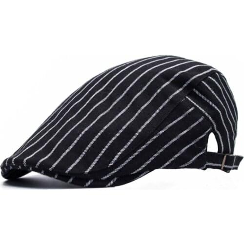 Unisex Beret Caps Vintage Casual Style Striped Peaked Cap Summer Visors Hat Sunbonnet for Women Men