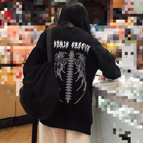 Womens Fall 2021 Gothic Y2k Hoodie Men Oversized 90s Vintage Long Sleeve Pullover Harajuku Punk Goth Hip-hop Skeleton Sweatshirt