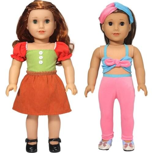 18" Girl Dolls Summer Dress 43cm New Born Baby Doll Clothes Children Girl Birthday Gifts