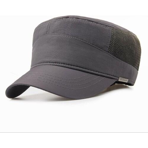 Summer mesh breathable quick-drying hat men and women outdoor leisure flat top hat sun visor military hat