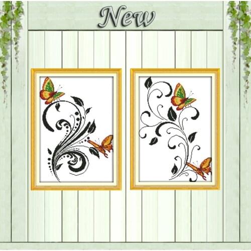 Two butterflies flowers animal diy painting counted printed on canvas DMC 11CT 14CT Cross Stitch kits embroidery needlework Sets