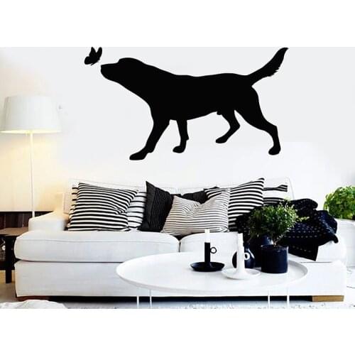 Wall Decal Pets House Animals Care Dog Play Butterfly Silhouette Vinyl Window Glass Stickers Pet Store Family Art Mural S1361