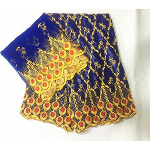 Nigerian lace fabric 2019 high quality lace african womens bazin riche brocade jacquard brocade fabric for women 5+2yards/lot