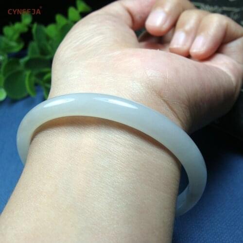 CYNSFJA Real Rare Certified Natural Hetian Jade Amulets Jade Bracelet Bangle 59mm Fine Jewelry Artwork High Quality Best Gifts