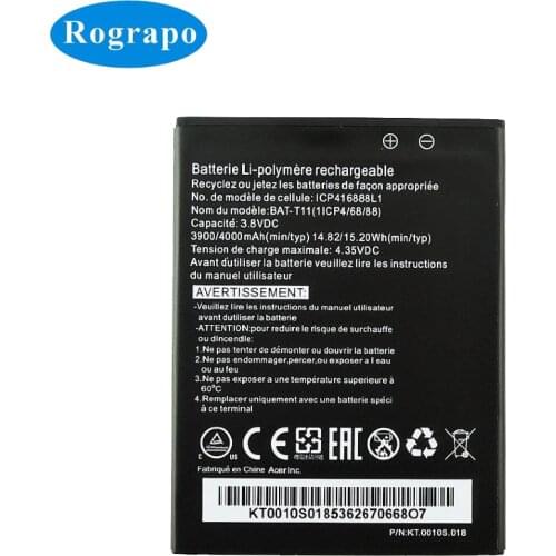 New 3.8V 4000mAh BAT-T11 ICP416888L1 Replacement Battery For Acer Liquid T03 T04 Z630 Z630S Mobile Phone Batteries+gift
