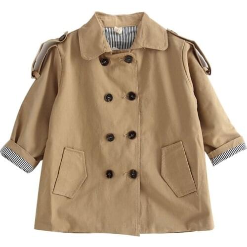 2019 Autumn Fashion Kids Girl Trench Coats Long Sleeve Baby Long Outerwear Children Clothing England Style Girls Windbreaker