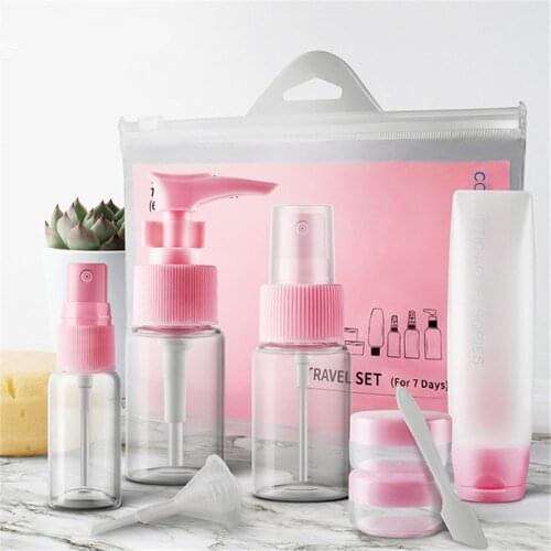 7pc/Set Travel Mini Makeup Cosmetic Face Cream Pot Bottles Plastic Transparent Empty Make Up Container Bottle Travel Accessories
