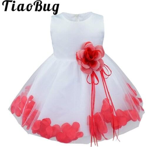 TiaoBug Flower Girls Dress New Girls Petals Birthday Party Princess Dresses Kids Tutu Mesh Costumes Children Clothes for Wedding