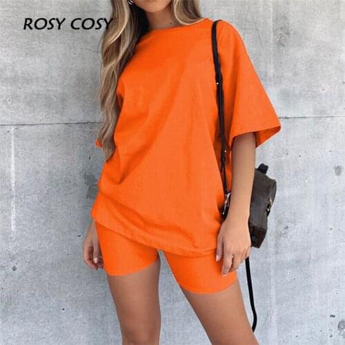 Casual Women O-Neck Loose Tops And Slim Shorts Sets Elegant Solid Short Sleeve Streetwear Outfits Summer Tracksuits Femme Suits