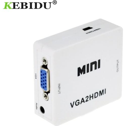 1080P Adapter Connector For Projector PC Laptop to HDTV with 2VGA Converter Mini VGA to HDMI-compatible Converter With Audio