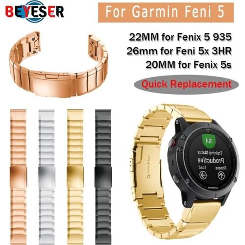 Stainless Steel Bracelet Quick Replacement Fit Band Strap Wristband For Garmin Fenix 5X 6X Plus GPS Fenix 3 3 HR Watch Straps