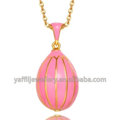 Pink Enamel Handmade Jewelry Brass Vintage Egg Pink Pendant Charm holiday gift christmas gift to women girls