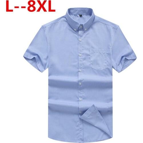 8XL 6XL 5XL 4XL Mens Casual Shirt Short Sleeve Pure Color Summer Male Fashion Hawaiian Buckle Slim Fit Shirts Mens Dress Shirts