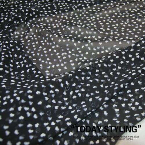 LEO&LIN Large Wide Black Small Lovely Silk Georgette Chiffon Skirt Shirt Silk Clothing Fabric DIY Patchwork Tissue