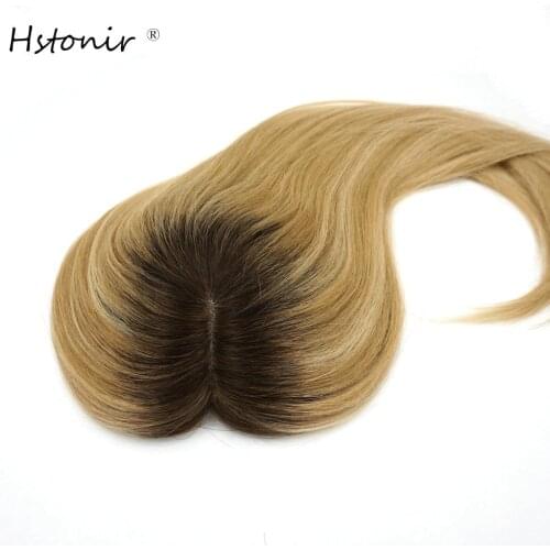Hstonir Silk Top European Remy Hair Clip Topper Human Hair Peruk Pinzas Pelo Postiche Cheveux Naturel Hair Pieces Toupee TP26