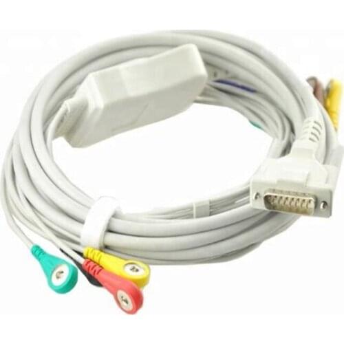 Compatible For Schiller AT1/ AT2 /CS6/ CS100/AT101 ECG EKG Cable with leadwires 10 leads Medical EKG Cable 4.0 Snap End IEC