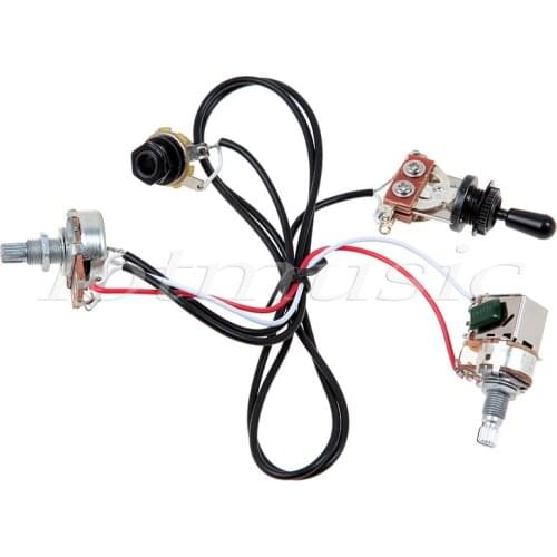 Kmise Two Humbucker Guitar Wiring Harness Black 3 Way Toggle Switch 500K with Coil Tap