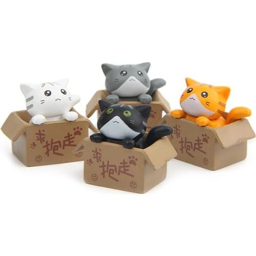 Display Mold Cat Pattern Landscape Ornaments PVC Potted Plants Garden Figurines Miniatures for Balcony Home Decoration Crafts
