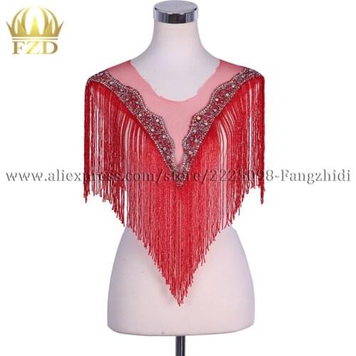 XFX VENUS 1 Set Handmade beads Fringe patches rhinestones applique crystal mesh elegant shiny bodice decorative diamante strass