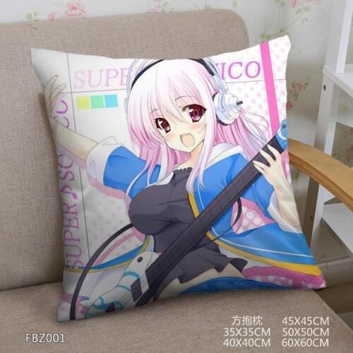 Japanese Anime Super Sonico Home Textile Two Sided Square Pillow Case Dakimakura Pillowcase Body Pillow Cover car pillow cover