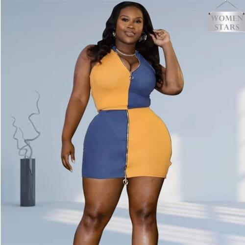 Plus Size 2 Piece Set Women 5xl Skirt and Top Knitted Bodycon Patchwork Zipper Up High Stretch Outfits Wholesale Dropshipping